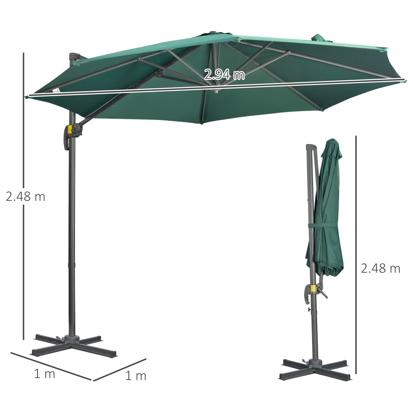 3 x 3(m) Cantilever Parasol with Cross Base