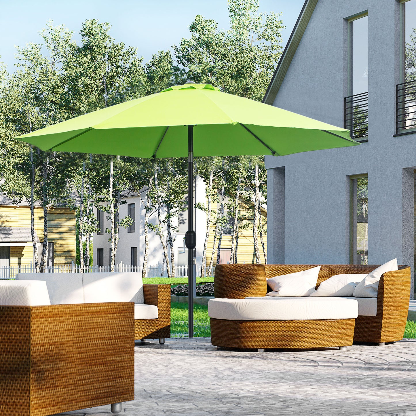 2.7M Garden Parasol Umbrella with Glass Fibre Ribs