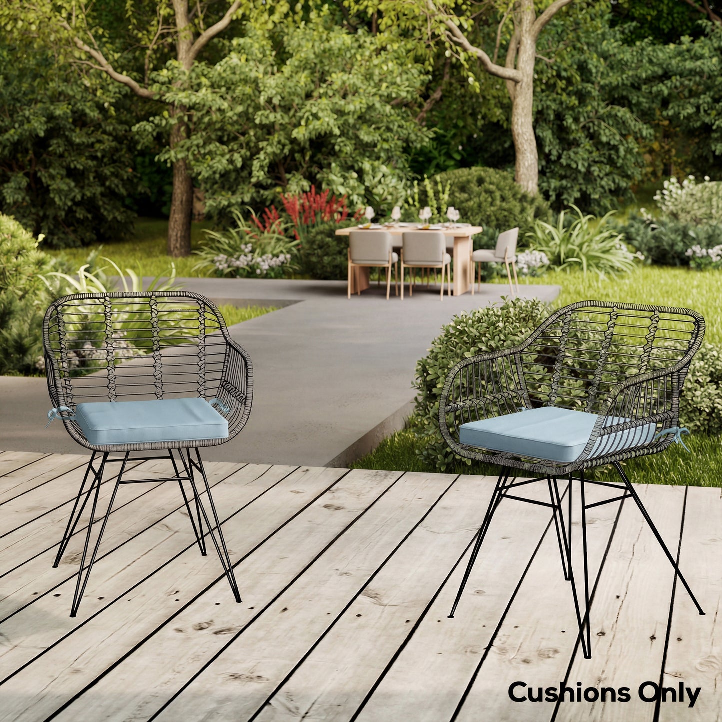 Set of 6 Chair Cushion Seat Pads Dining Chair w/ Straps