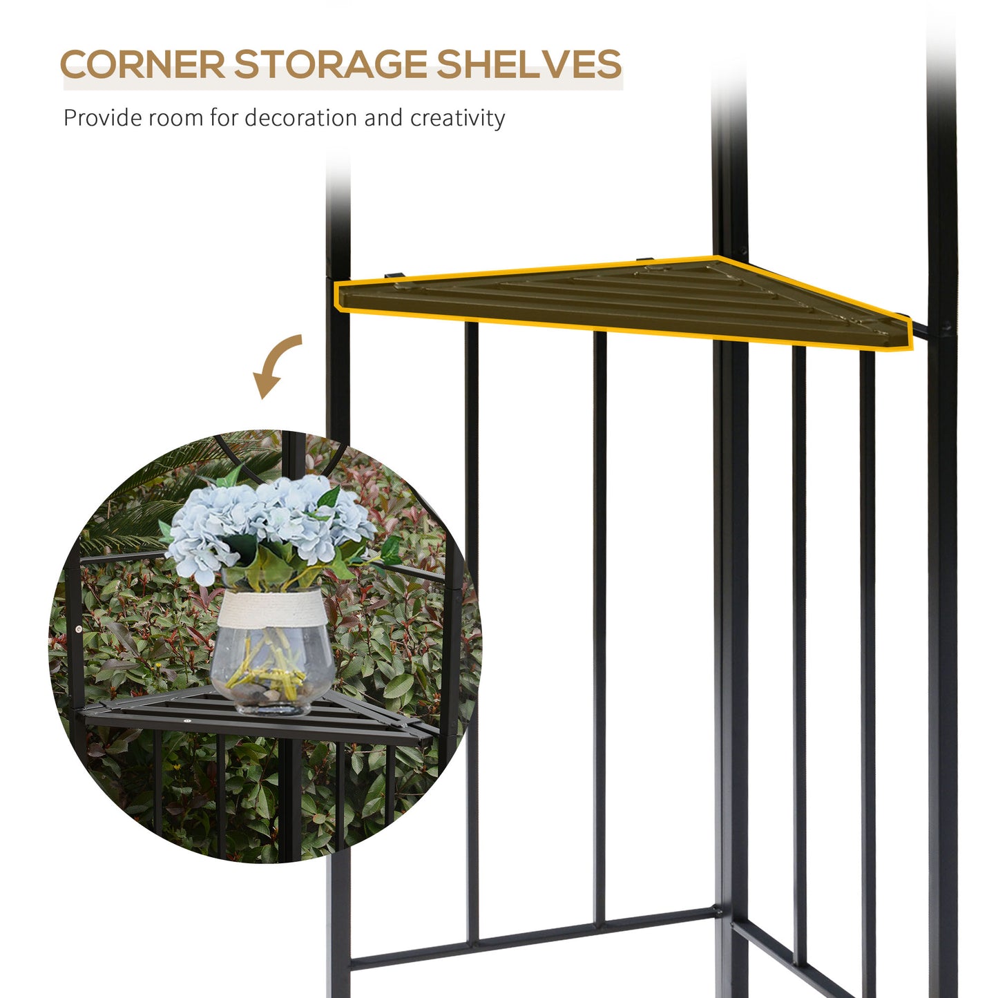 3(m) x 3(m) Garden Gazebo, Double Roof Outdoor Gazebo Canopy Shelter