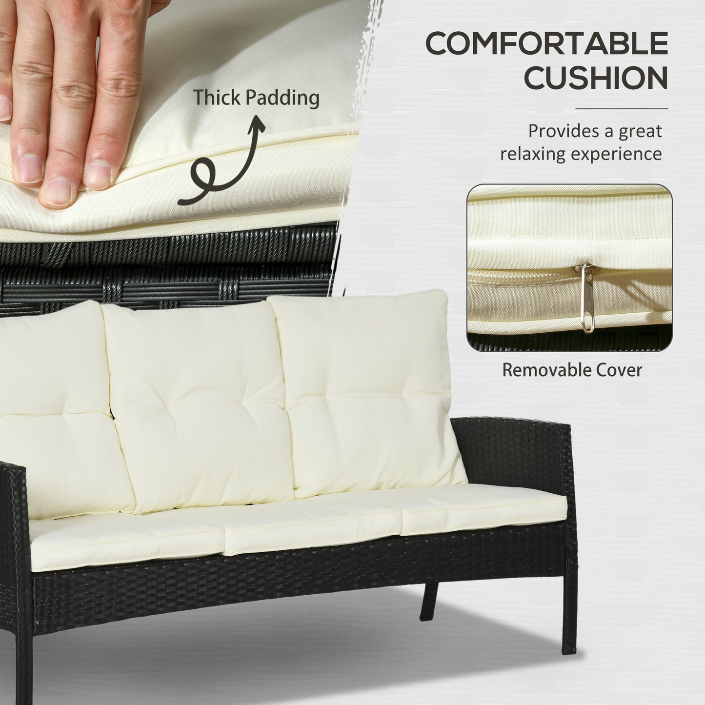 5 Seater Rattan Garden Furniture Set, 6 Piece Garden Sofa Set