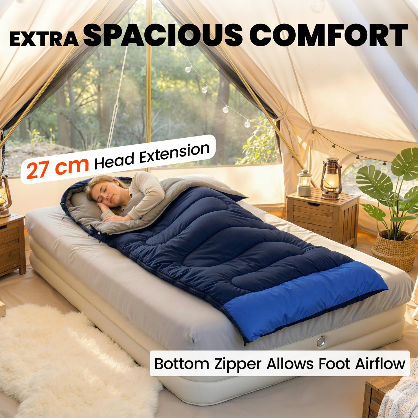 Sleeping Bag for Adults, Lightweight & Compact Sleeping Bag, 3 Seasons