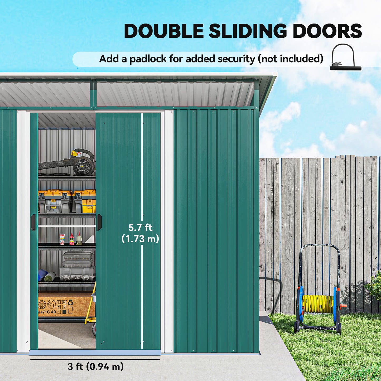 8.5 x 6ft Metal Shed with Lightsky Panels