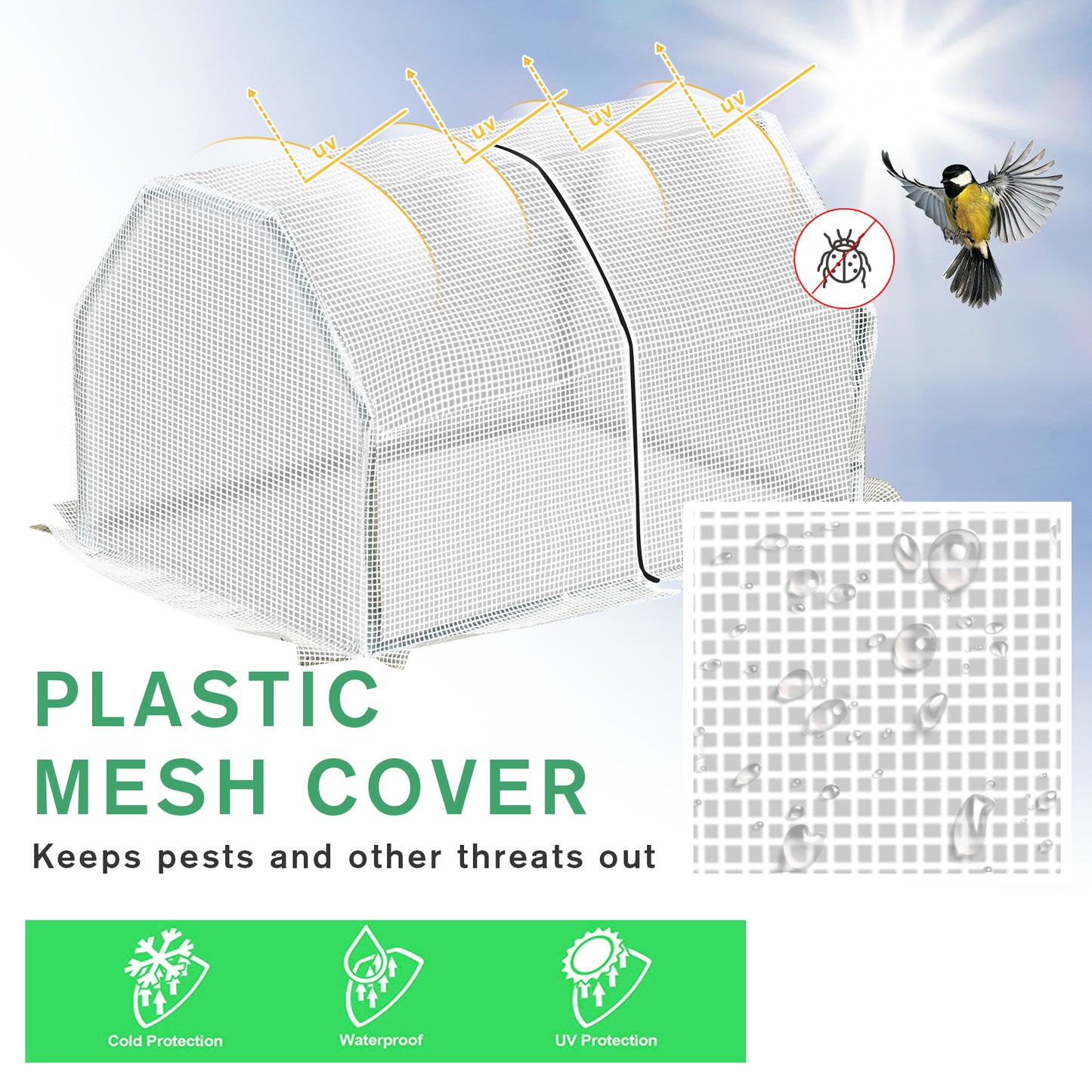 Mini  Greenhouse Grow House PVC Cover Steel Frame White 99L x 71W x