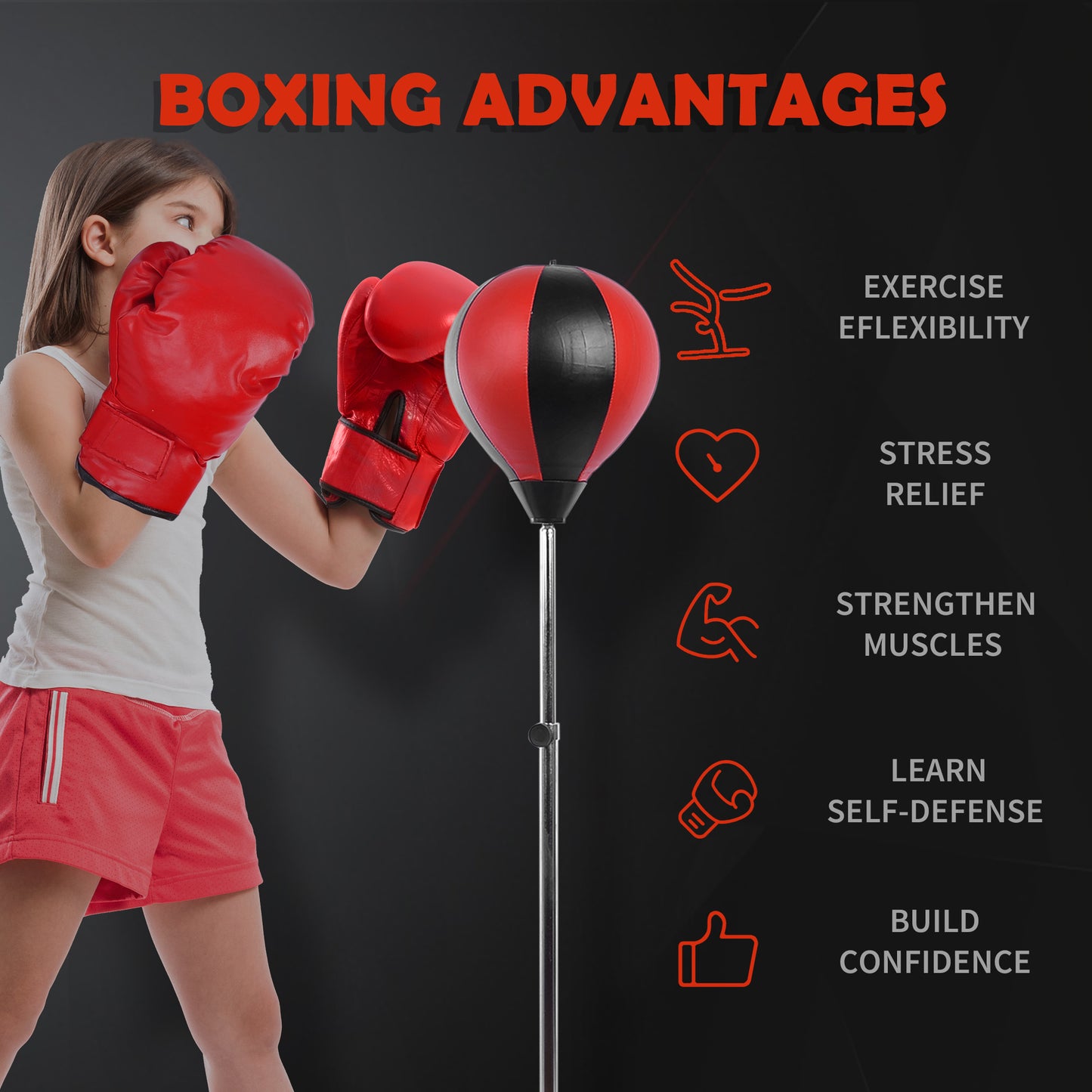 Punching Bag with Stand, 126-144 cm Height Adjustable Boxing Set