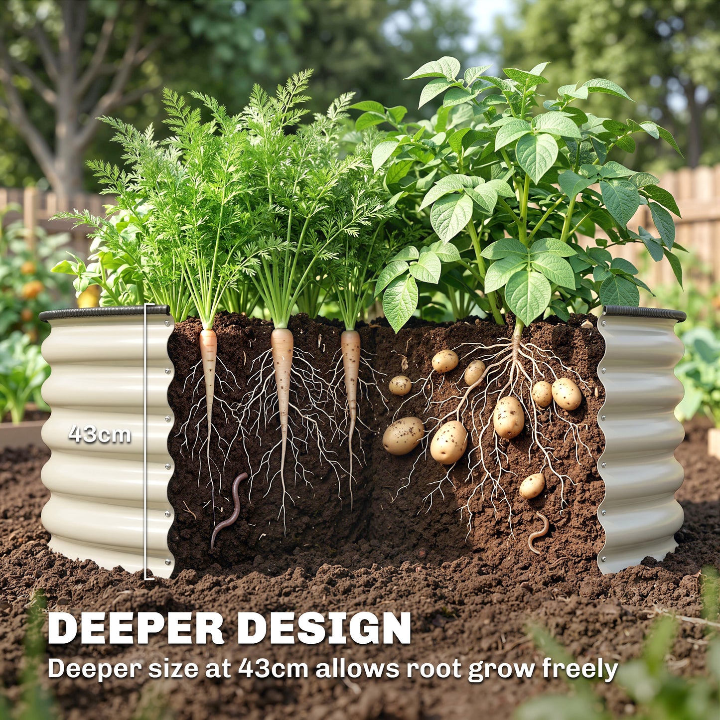Galvanised Raised Garden Bed with Safety Edging
