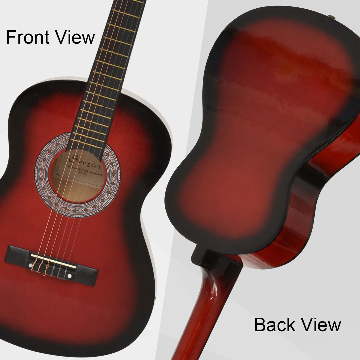 36" 3/4 Beginner Acoustic Guitar Set, with Protective Case