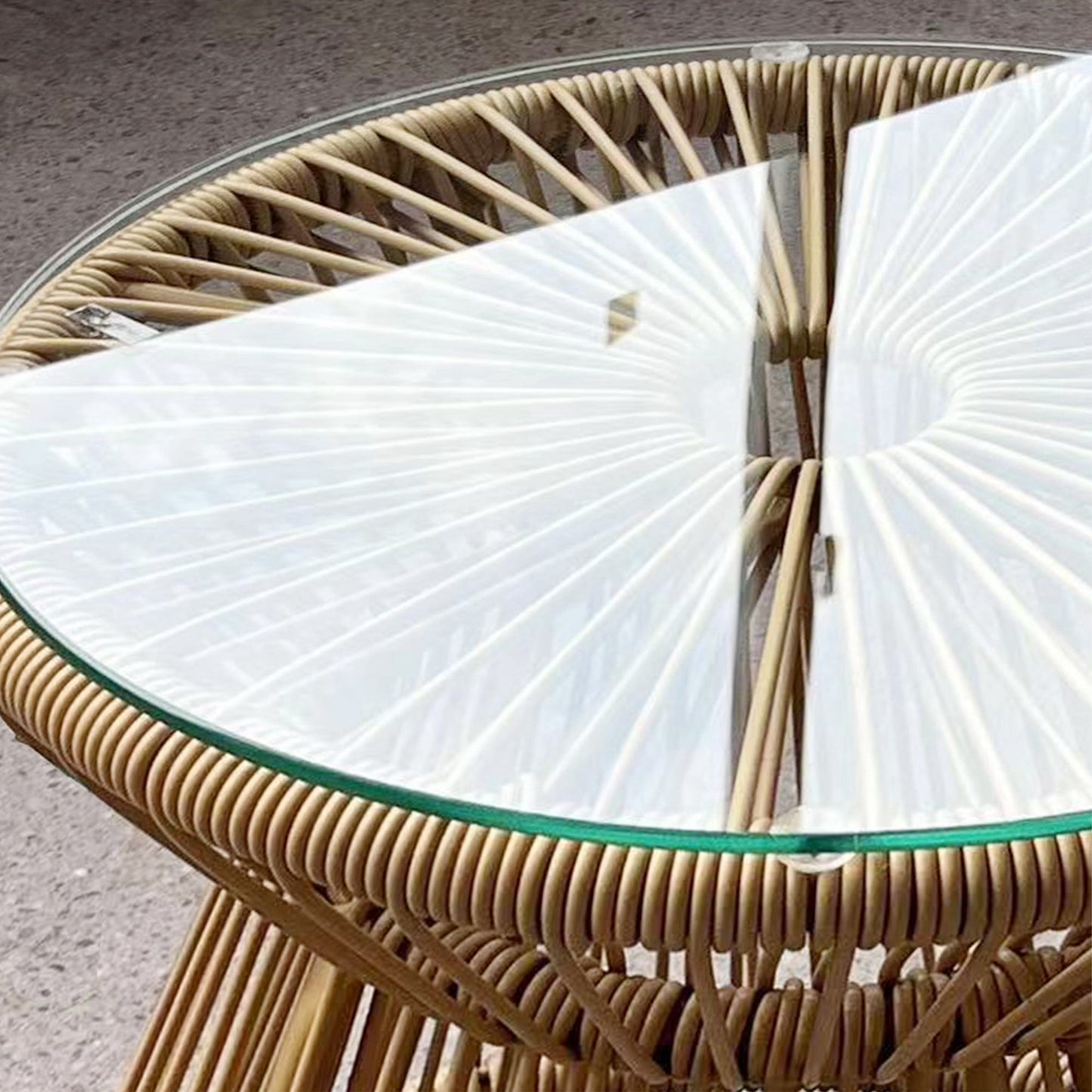 Round End Table, Rattan Side Table