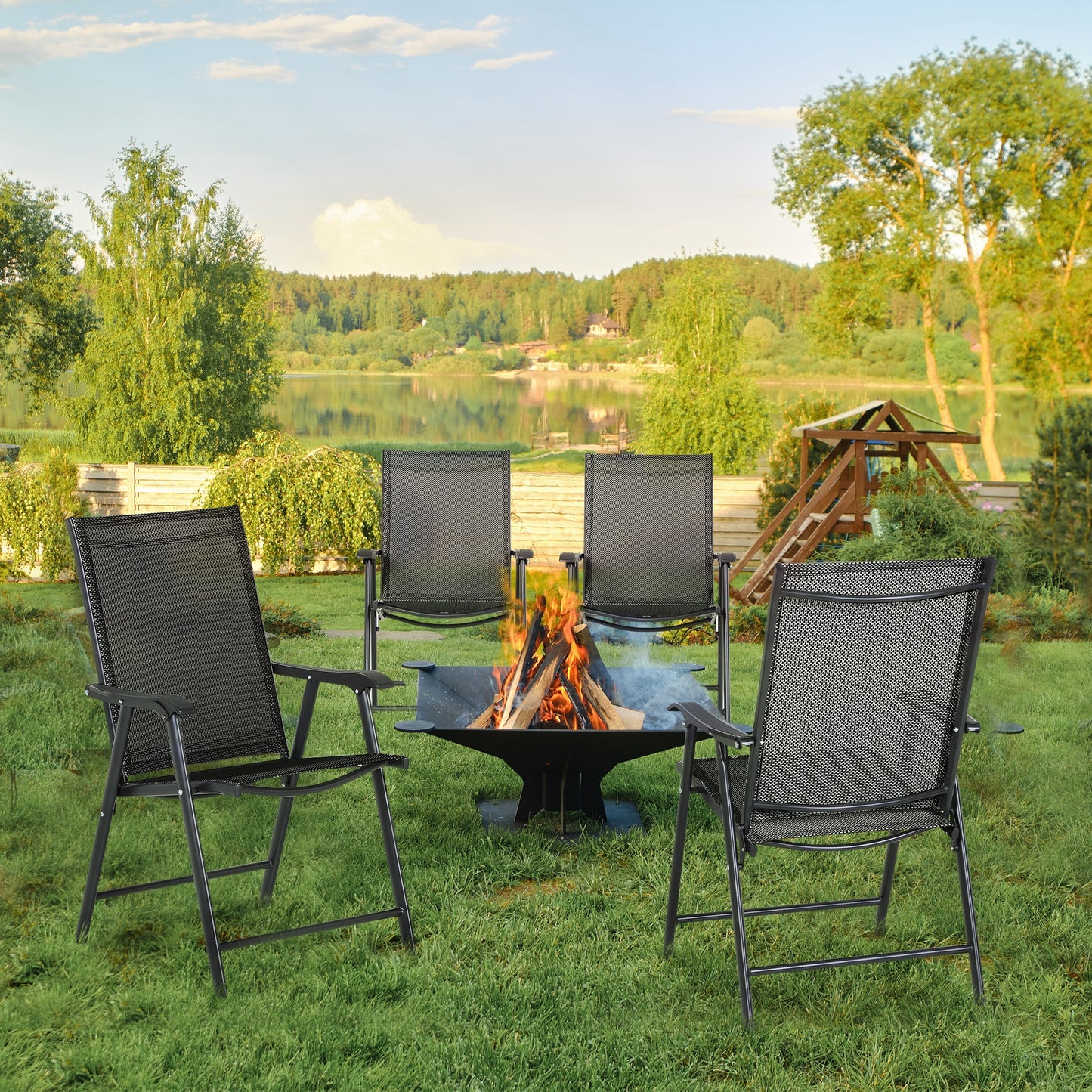 Folding Garden Chairs, Metal Frame Garden Chairs Outdoor Patio Park