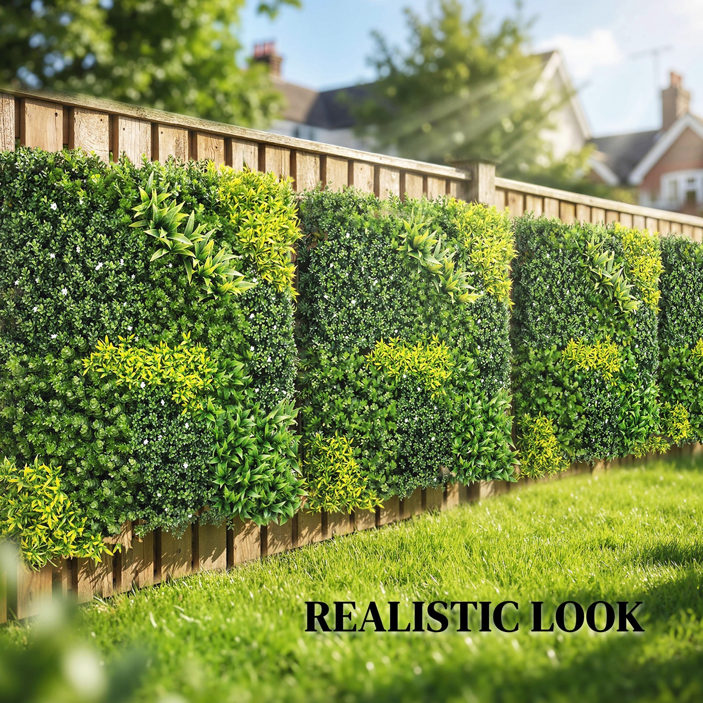 Artificial Plant Wall Panel, 100x100 cm Artificial Grass Backdrop Wall