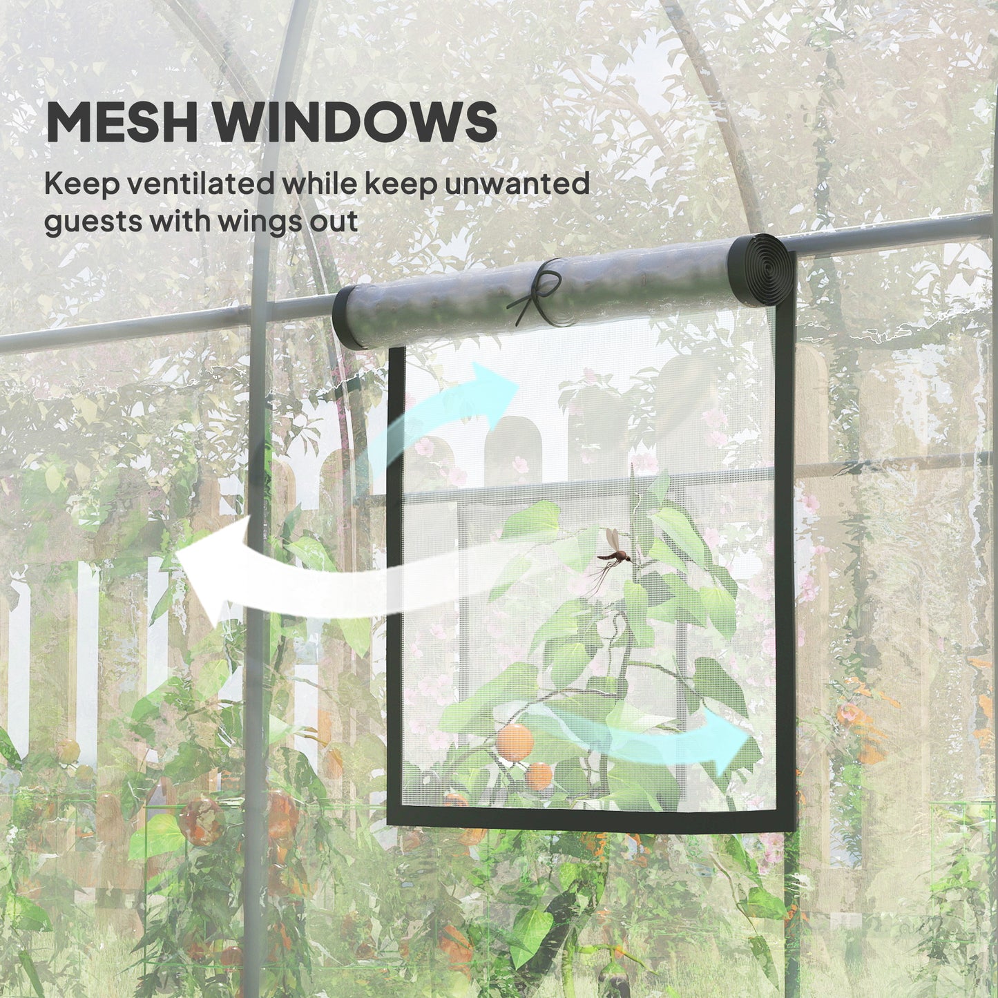 Polytunnel Greenhouse Walk-in Grow House with Plasric Cover, Door