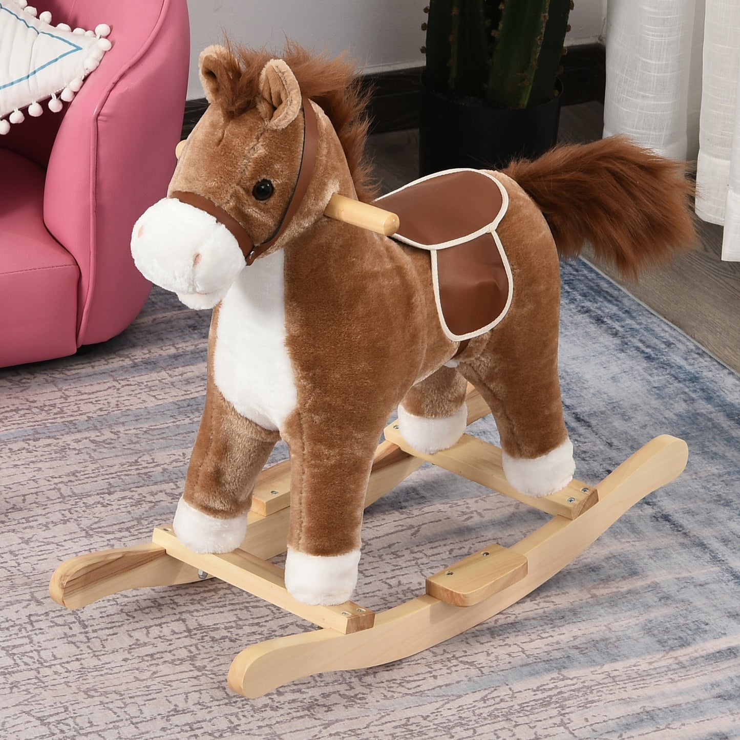 Kids Classic Rocking Horse, with Moving Mouth, Neighing Sounds