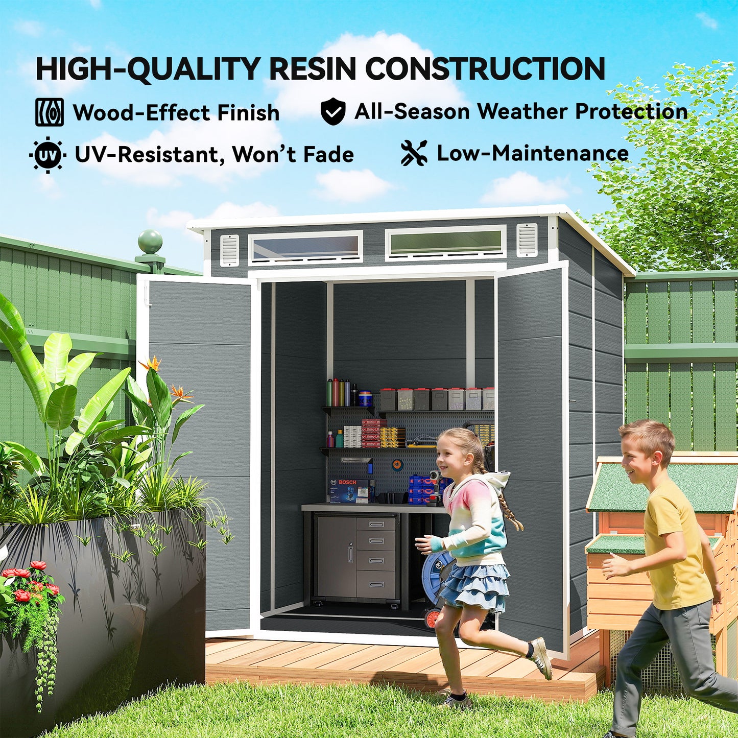 6 x 6 ft Plastic Garden Shed