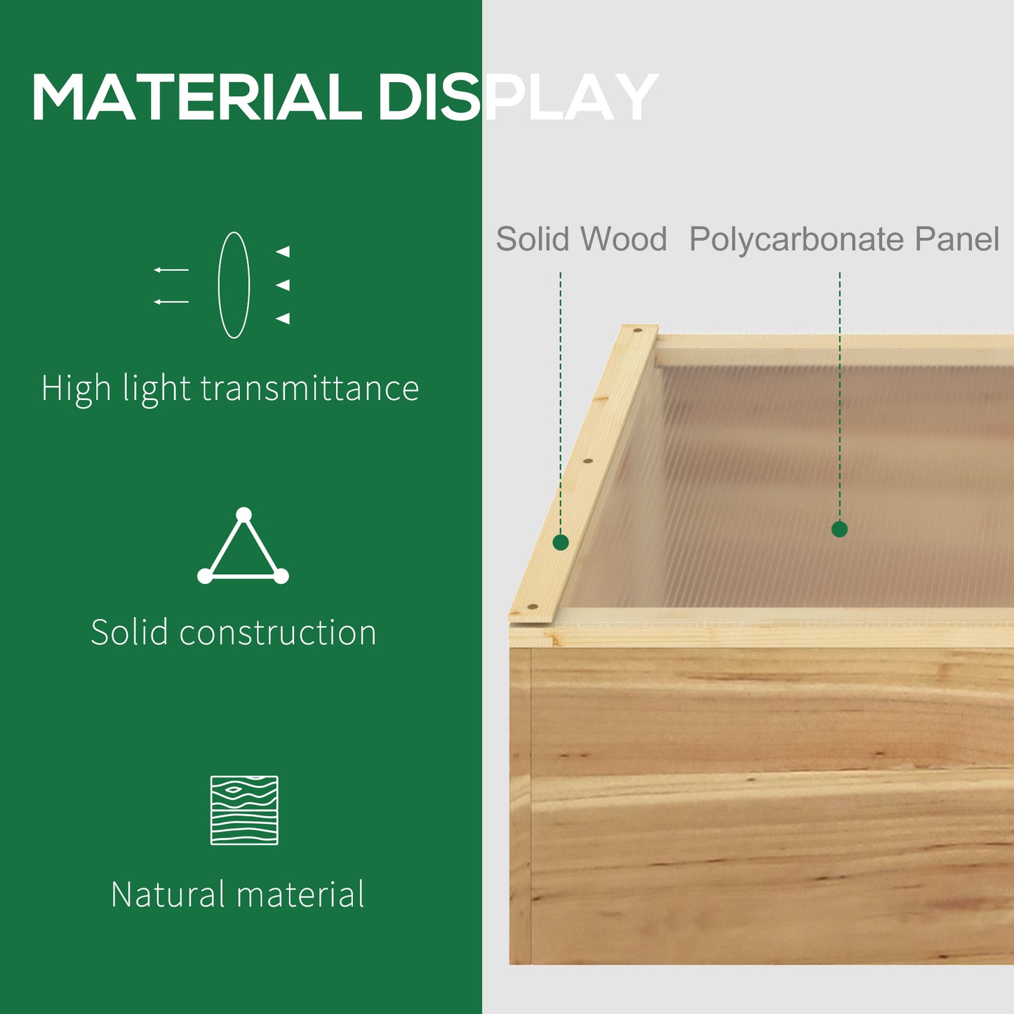 Wooden Cold Frame Greenhouse Garden Polycarbonate Grow House