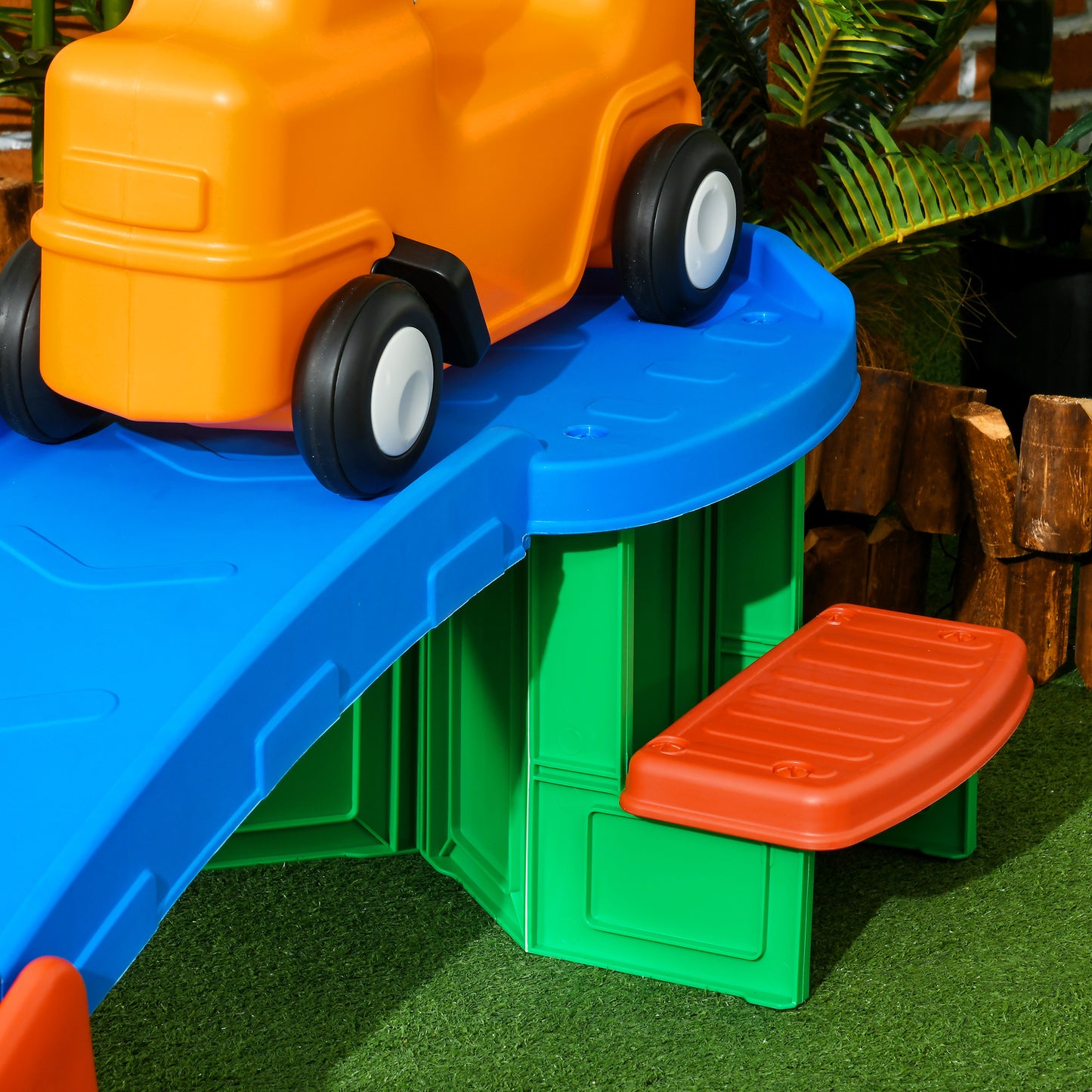 3(m) Four-Piece Ride on Kids Roller Coaster w/ Non-Slip Steps