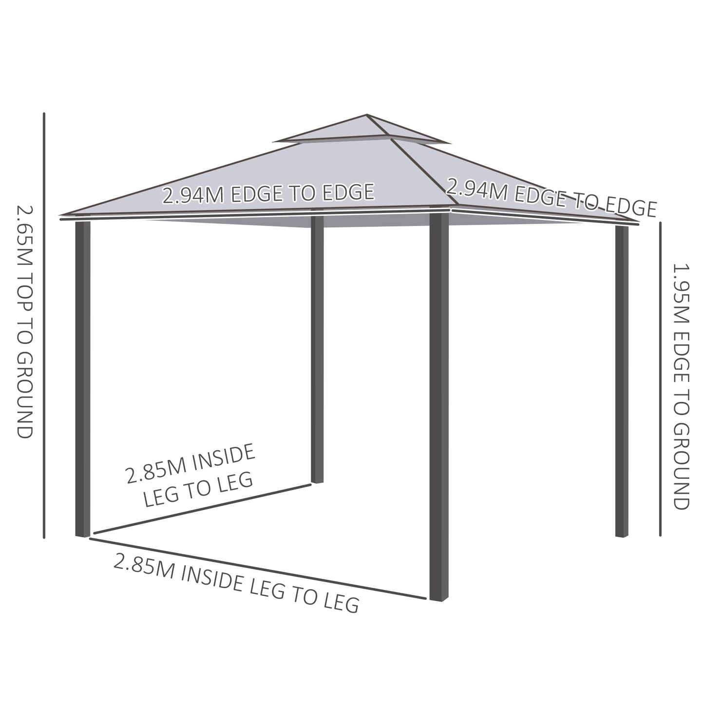 3 x 3 m Metal Gazebo, Garden Pavillion
