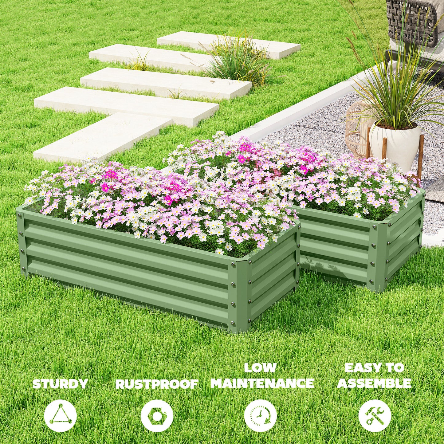 Set of Two 110 x 50cm Steel Planter Boxes