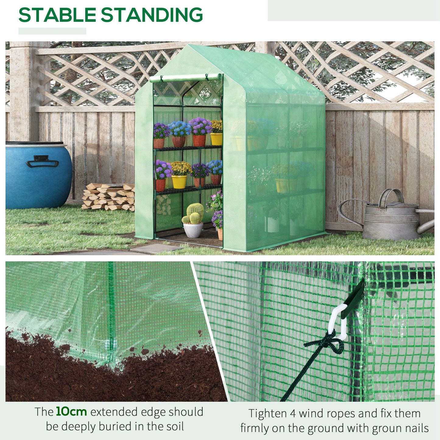 Walk in Greenhouse with Shelves Steeple Green House