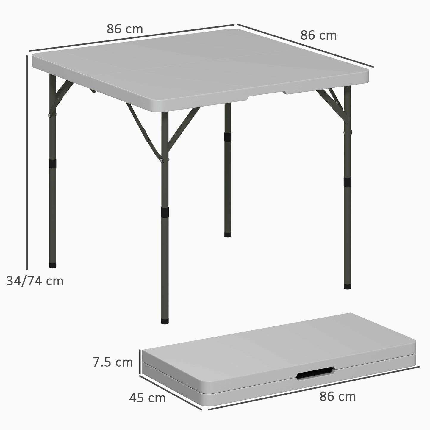 34/74cm Folding Camping Table, with Handle