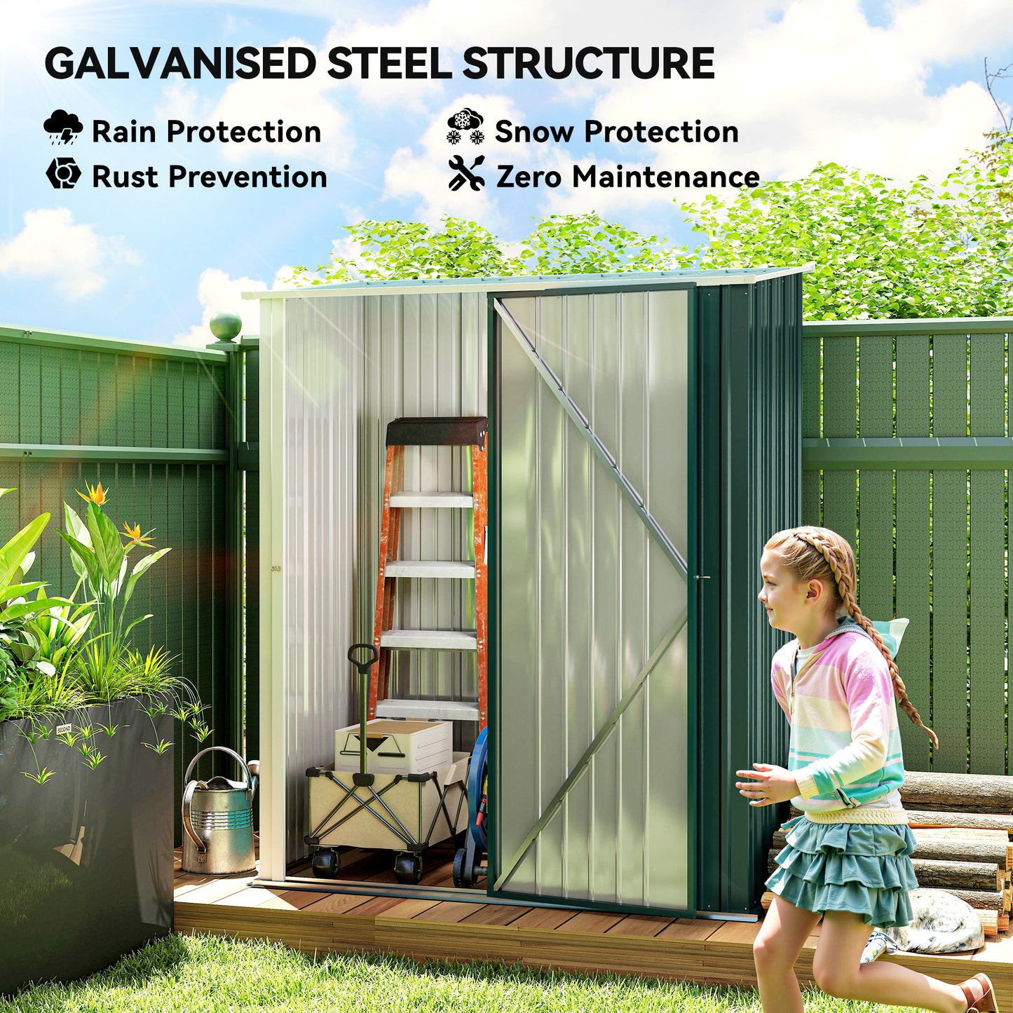 5.3 x 3.1ft Corrugated Steel Garden Shed