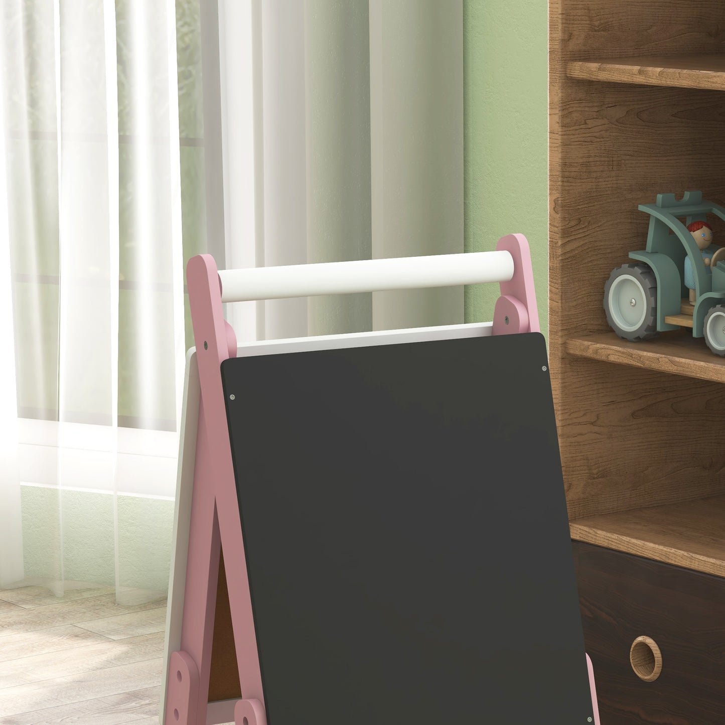 Three-In-One Easel for Kids, with Paper Roll, Adjustable Height