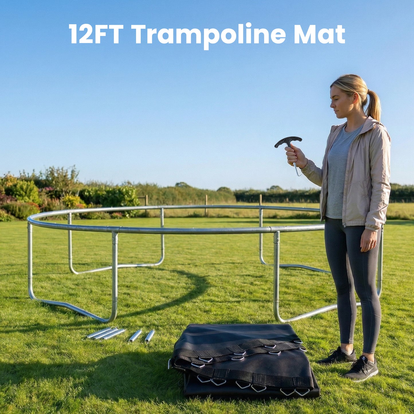 Replacement Trampoline Mat with Spring Pull Tool, 72 V-Hooks