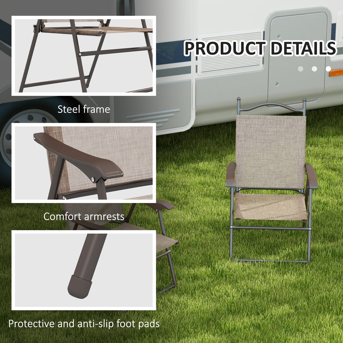 Set of Two Folding Garden Chairs, with Fabric Mesh Seats