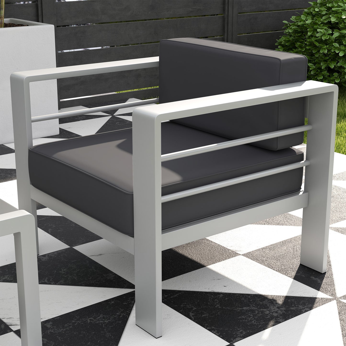 Five-Piece Aluminium Garden Sofa Set, with Glass-Top Table
