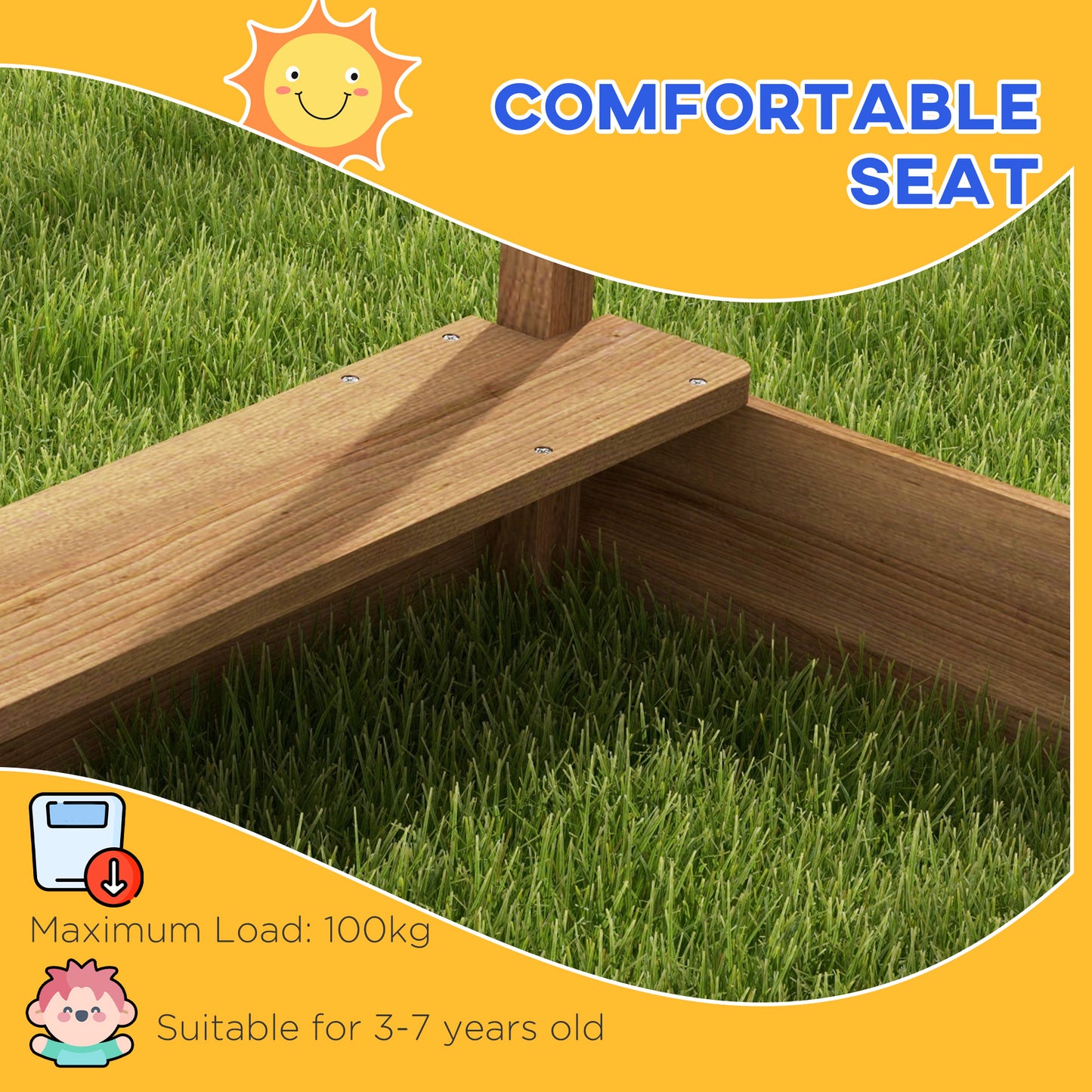 House-Designed Wooden Sandbox, Outdoor Sandpit, with Blackboard