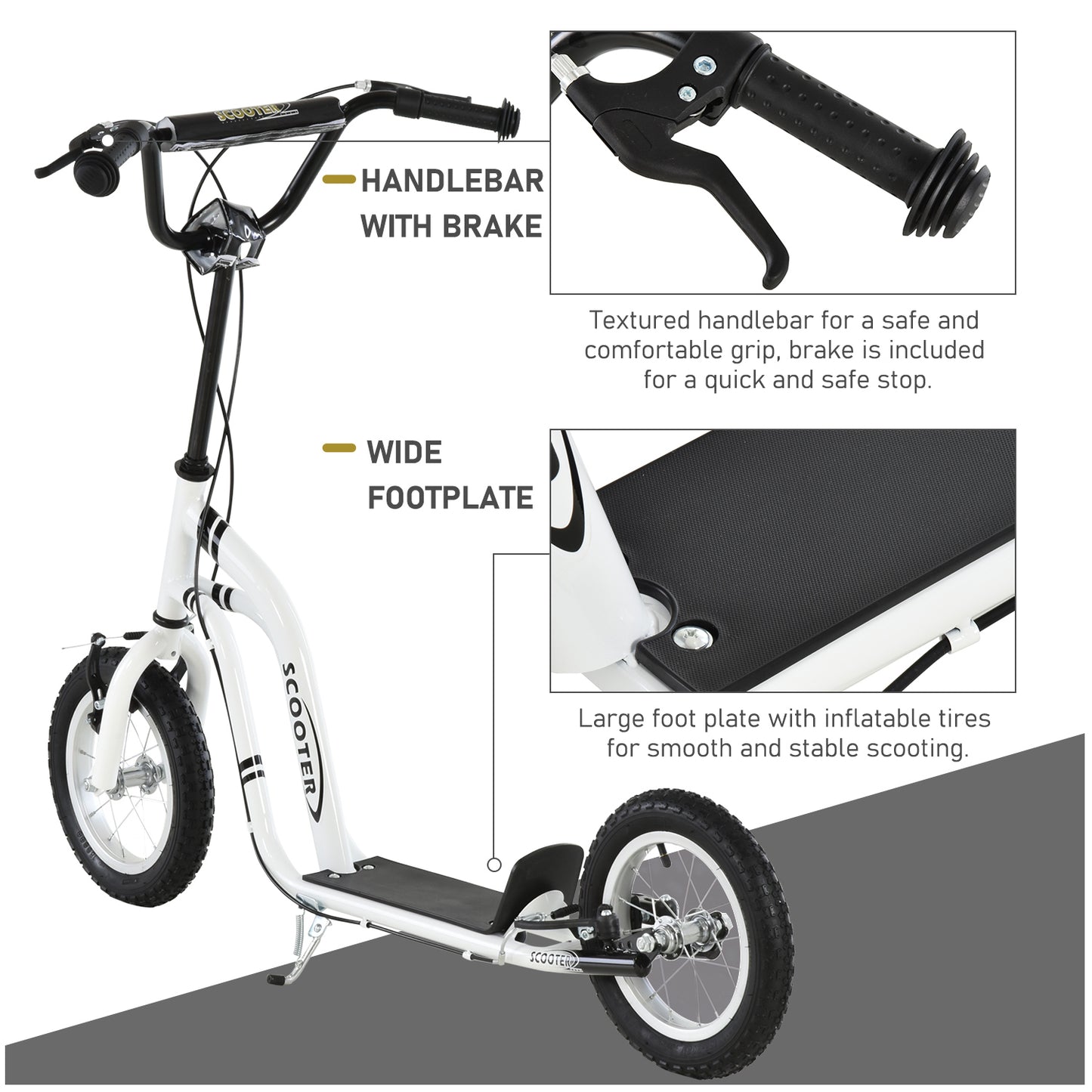 Dual Brakes 12" Metal frame Kick Scooter adjustable