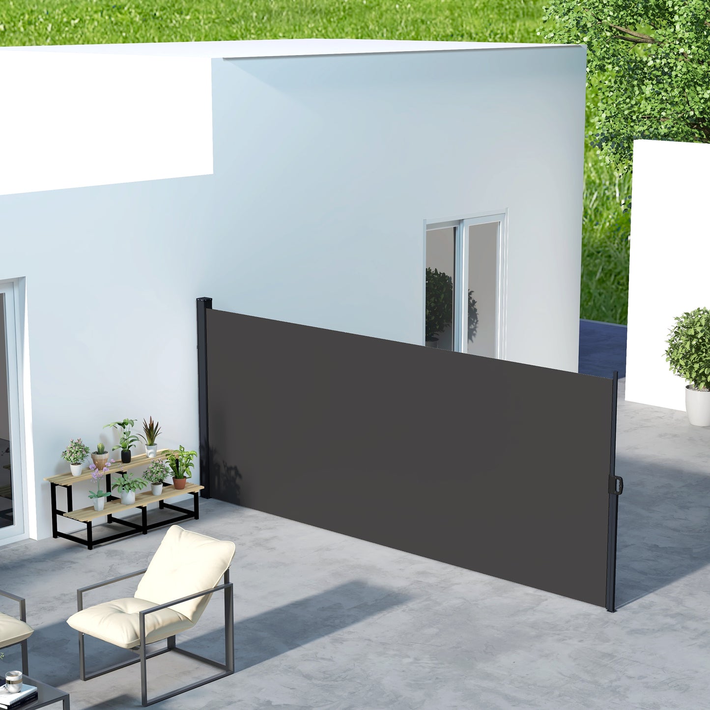 Retractable Side Awning, Outdoor Privacy Screen for Garden, Hot Tub