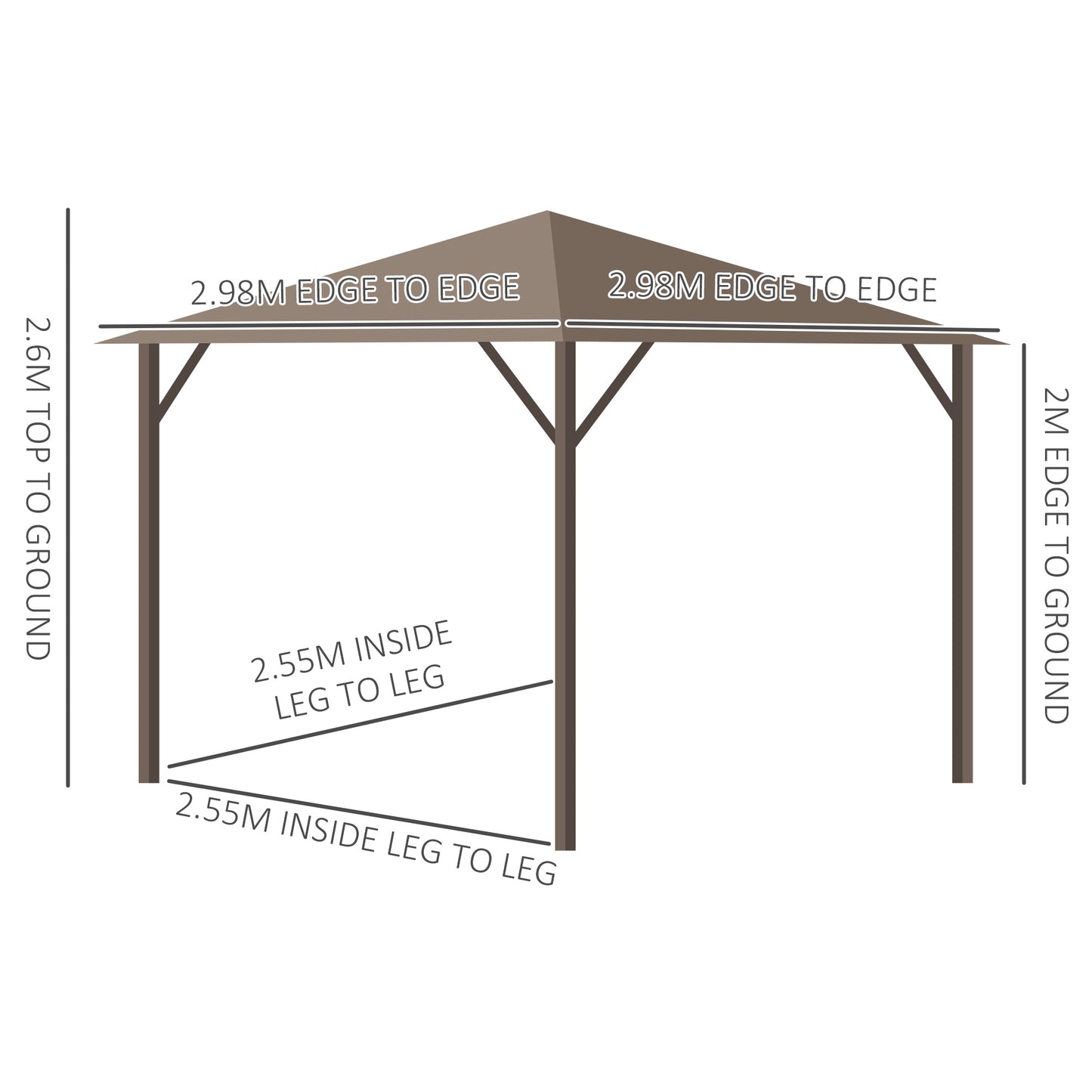 3 x 3(m) Metal Hardtop Gazebo, with Curtains and Accessories