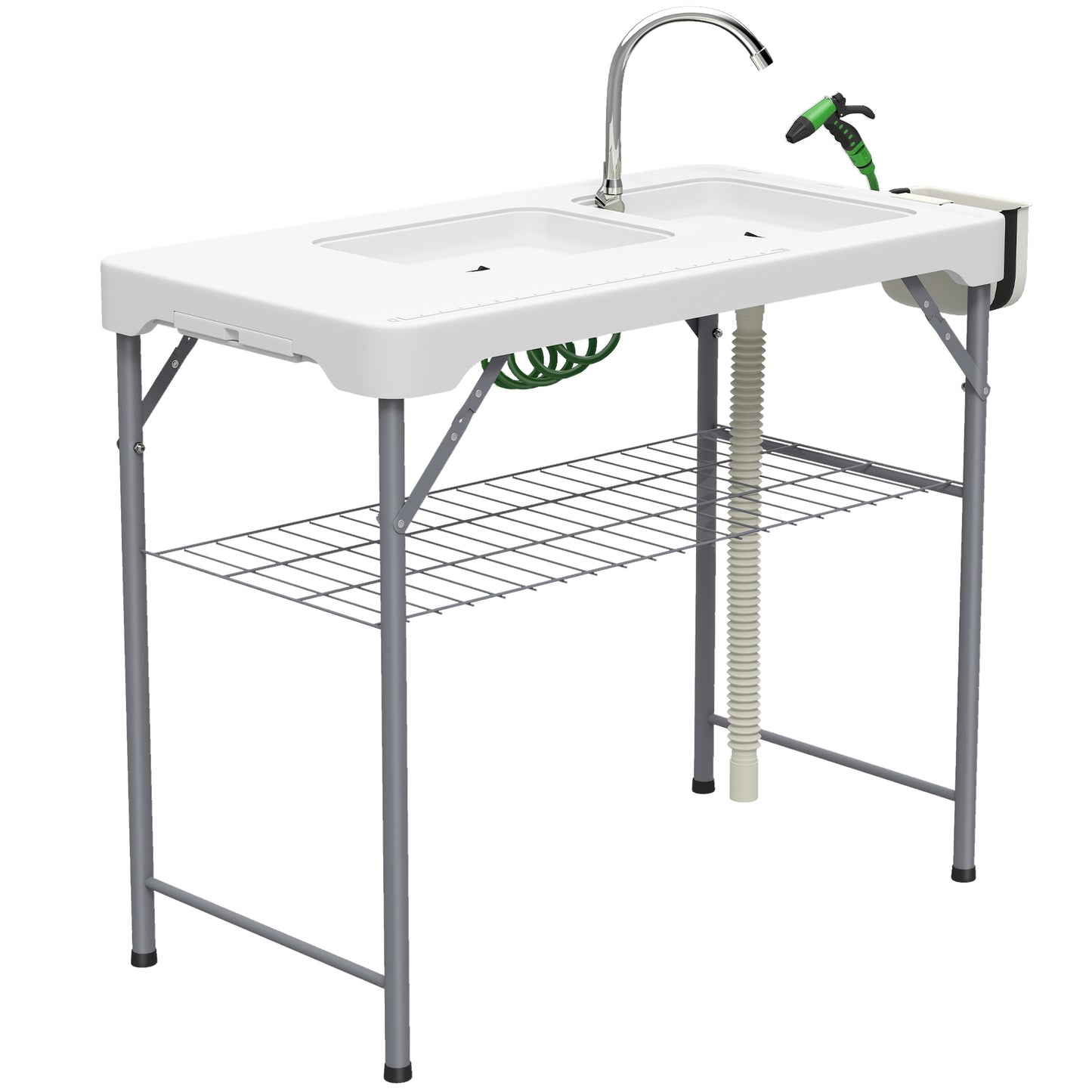 Folding Fish Cleaning Table with Sinks