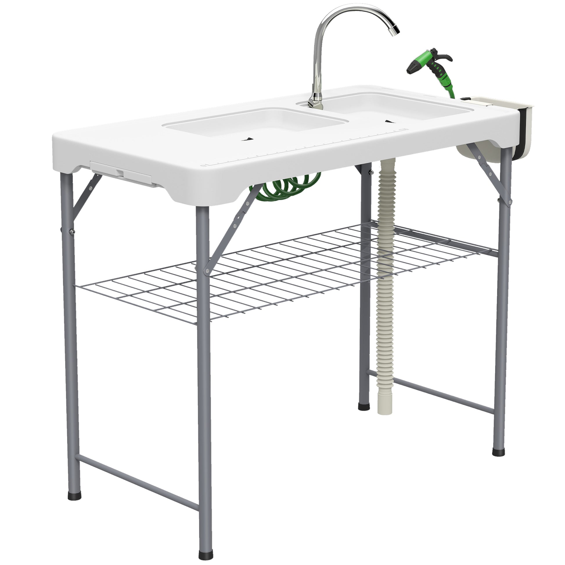 Folding Fish Cleaning Table with Sinks