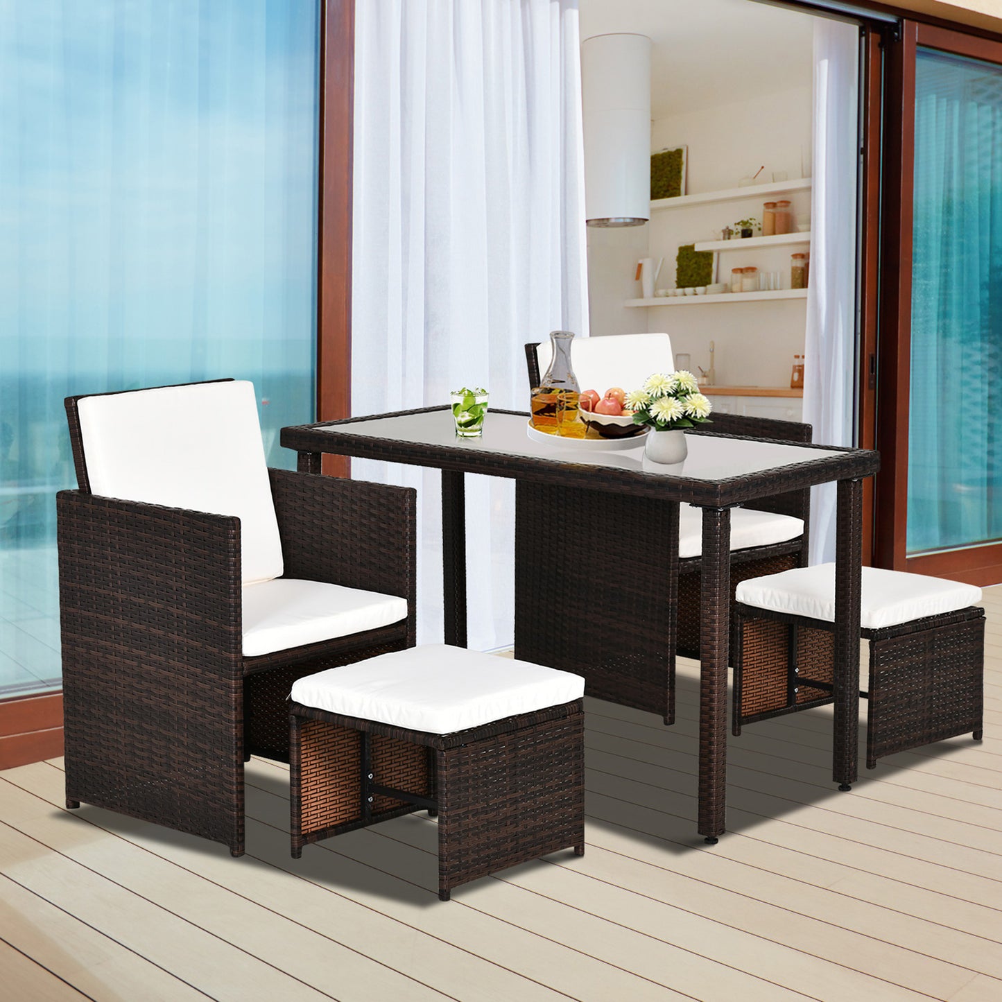 2 Seater Rattan Cube Garden Furniture Set