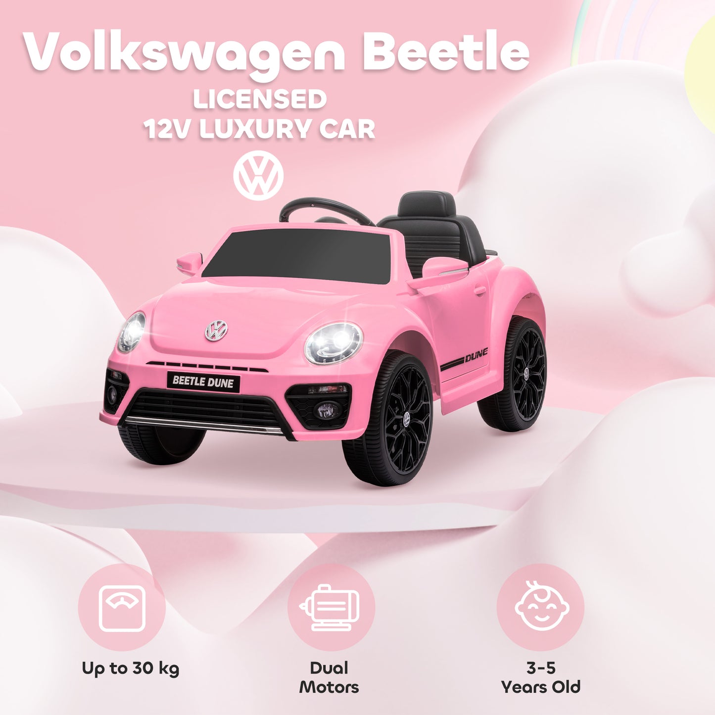 Volkswagen Beetle Licensed 12V Ride on Car w/ Remote Control