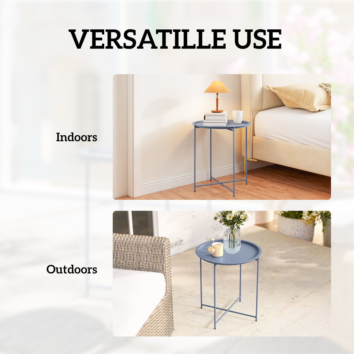 Steel Removable Tray Top Garden Table - Blue