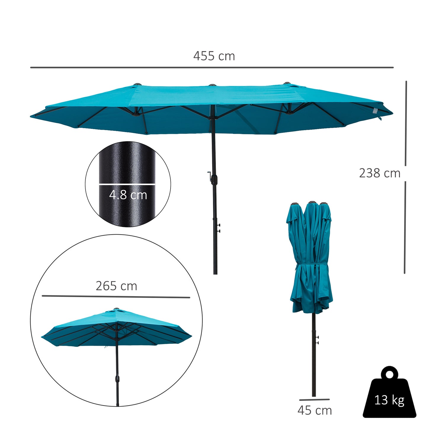 4.6m Double Garden Parasol