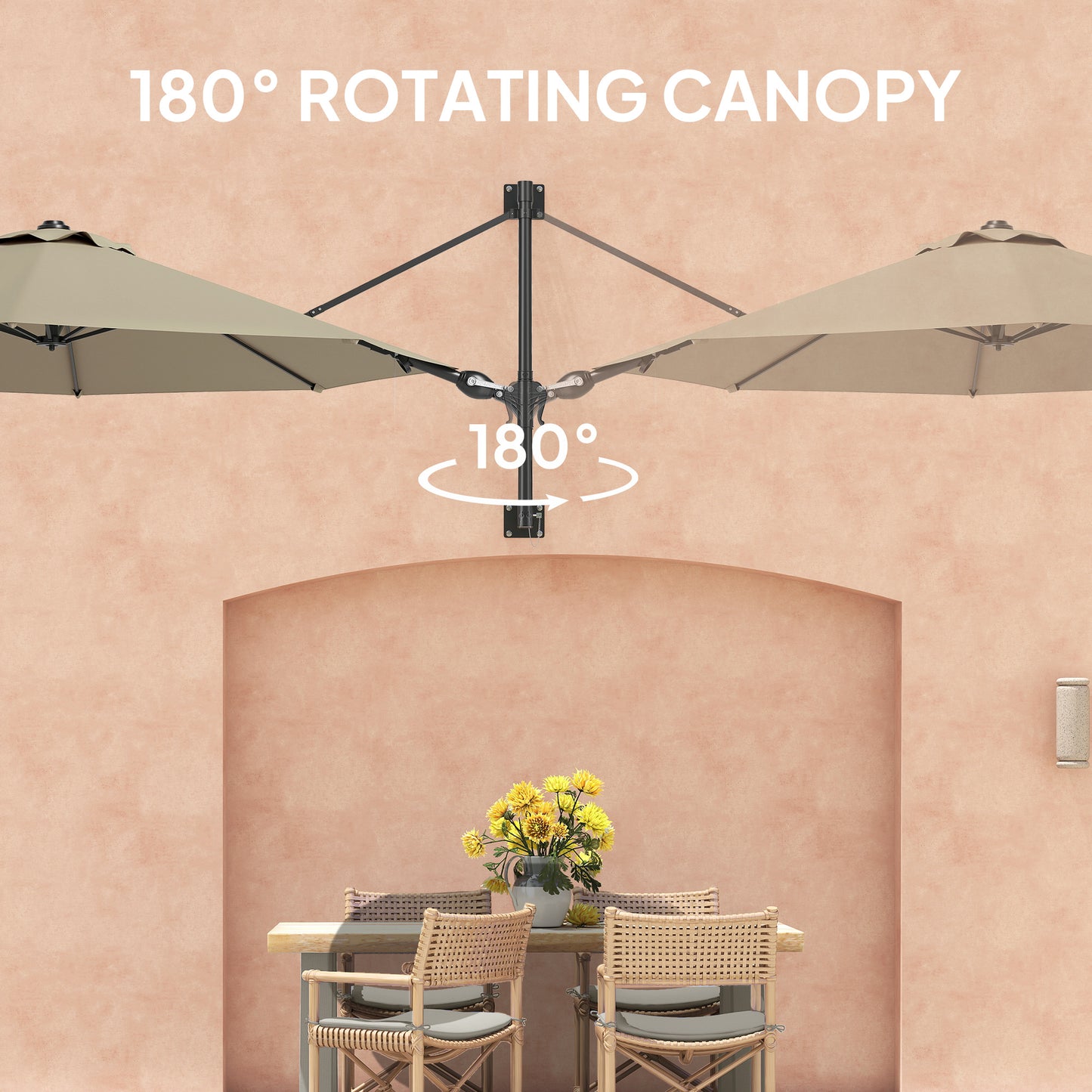 3(m) Wall-Mounted Parasol Shade, with Handle