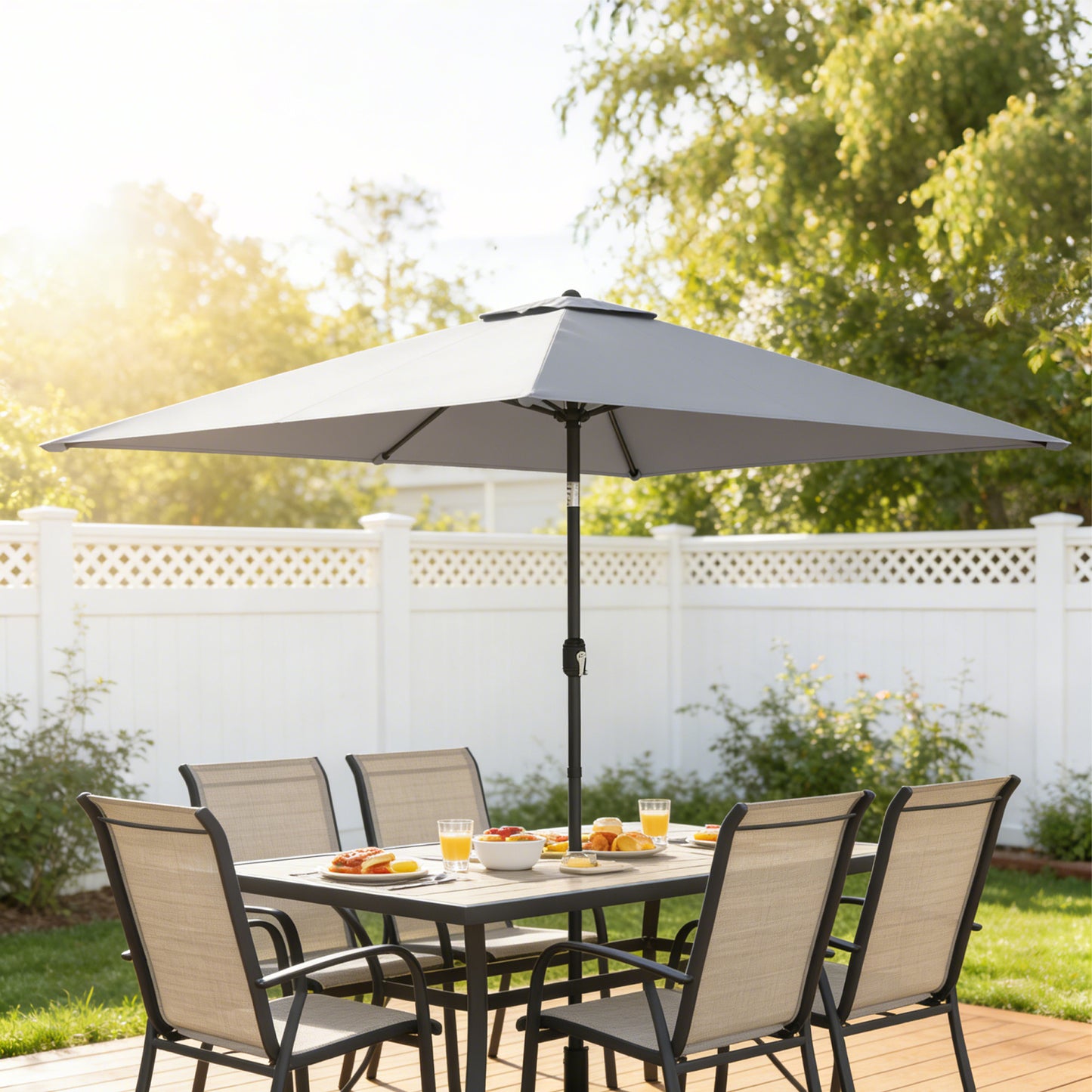 Garden Parasol, Parasol Umbrella with Crank Handle, Tilt Function