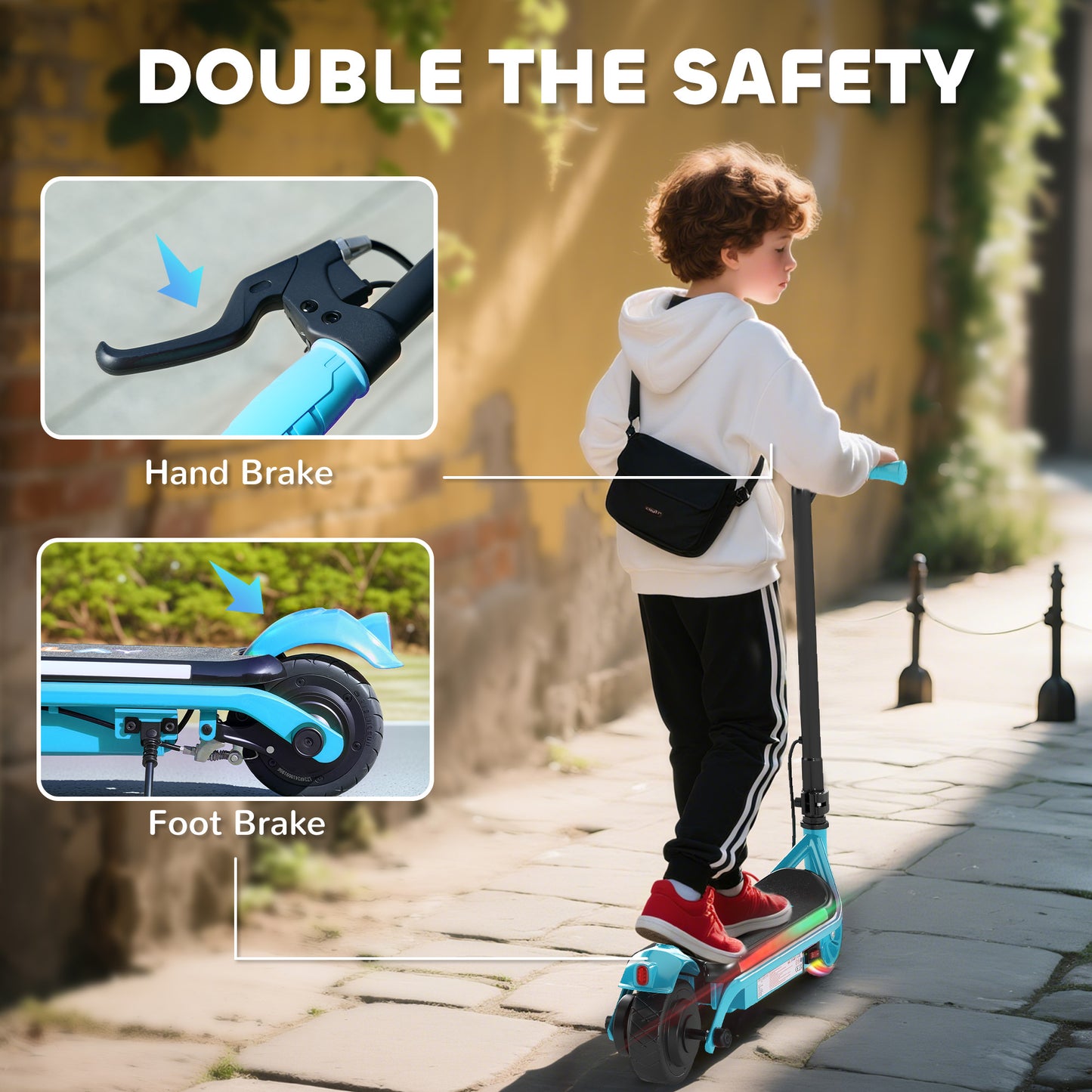 Electric Scooter for Kids Aged 6-14 Years, with Colourful Lights