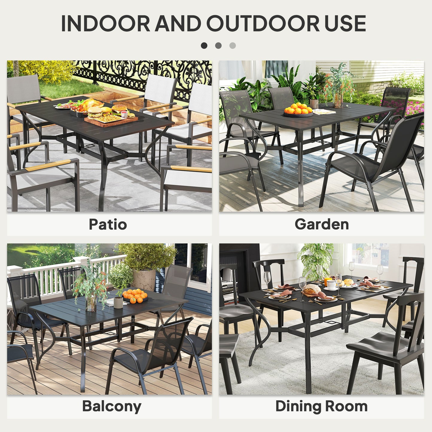 Rectangle Garden Dining Table with Parasol Hole