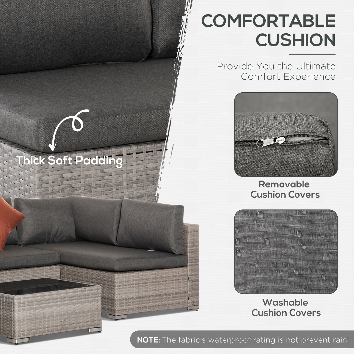 Four-Piece Half-Square Rattan Sofa Set