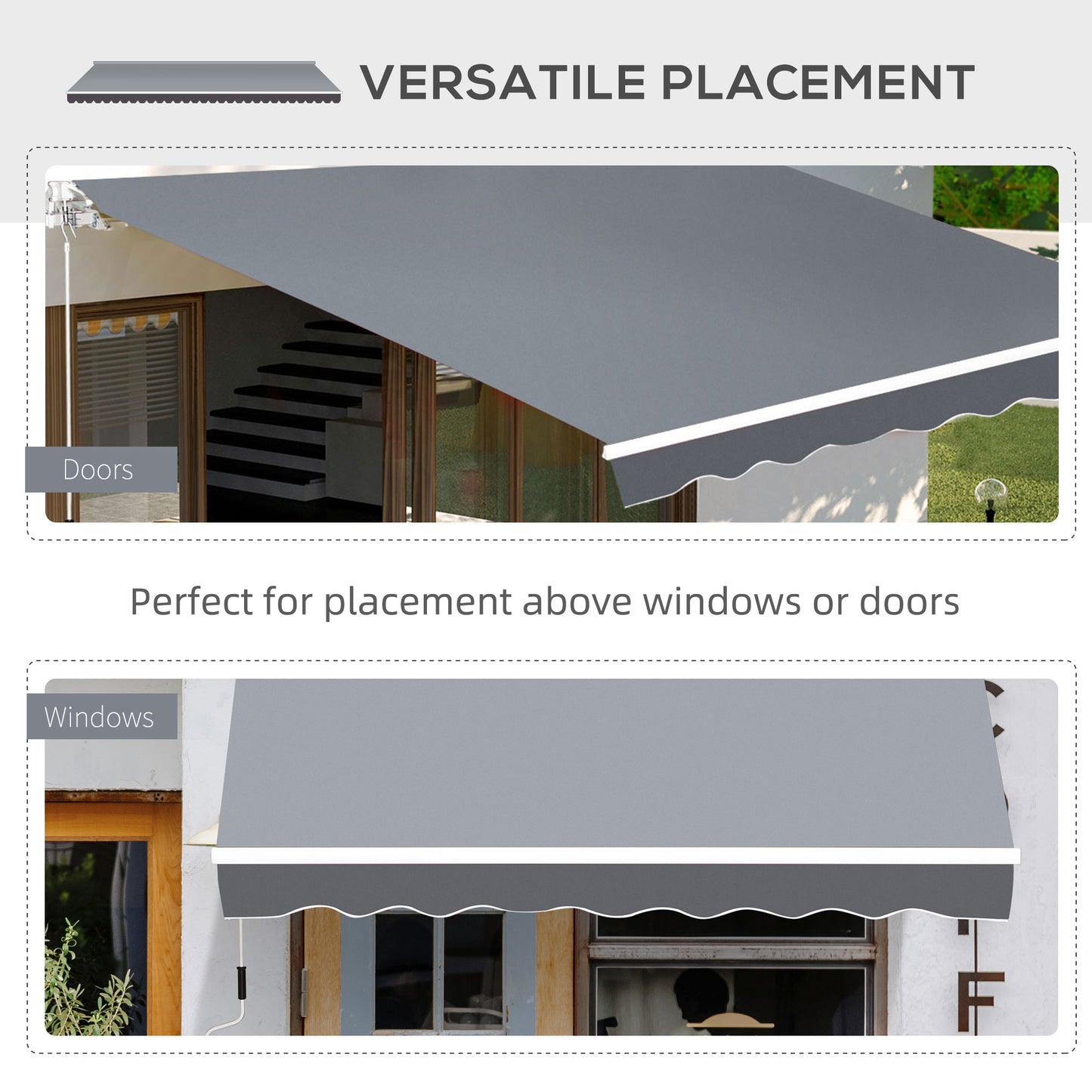 2.5m x 2m Garden Patio Manual Awning Canopy Sun Shade Shelter