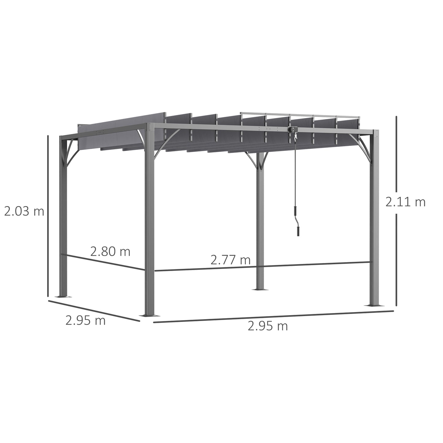 3 x 3(m) Outdoor Pergola with Retractable Roof