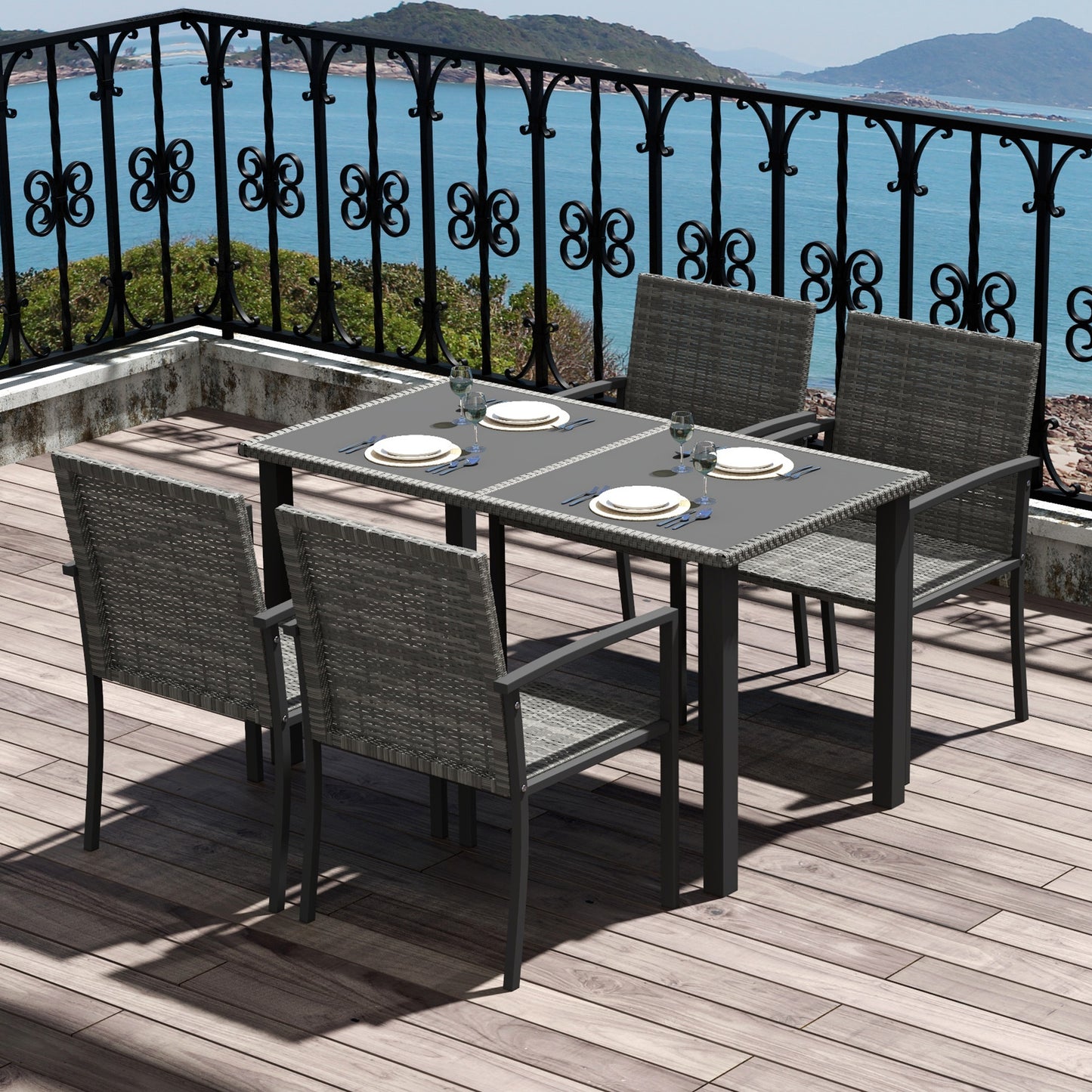 Outdoor Dining Set 5 Pieces Patio Conservatory