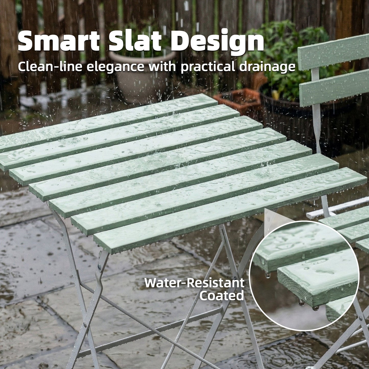 Outdoor Bistro Set Folding Patio Furniture Set with 2 Chairs Table