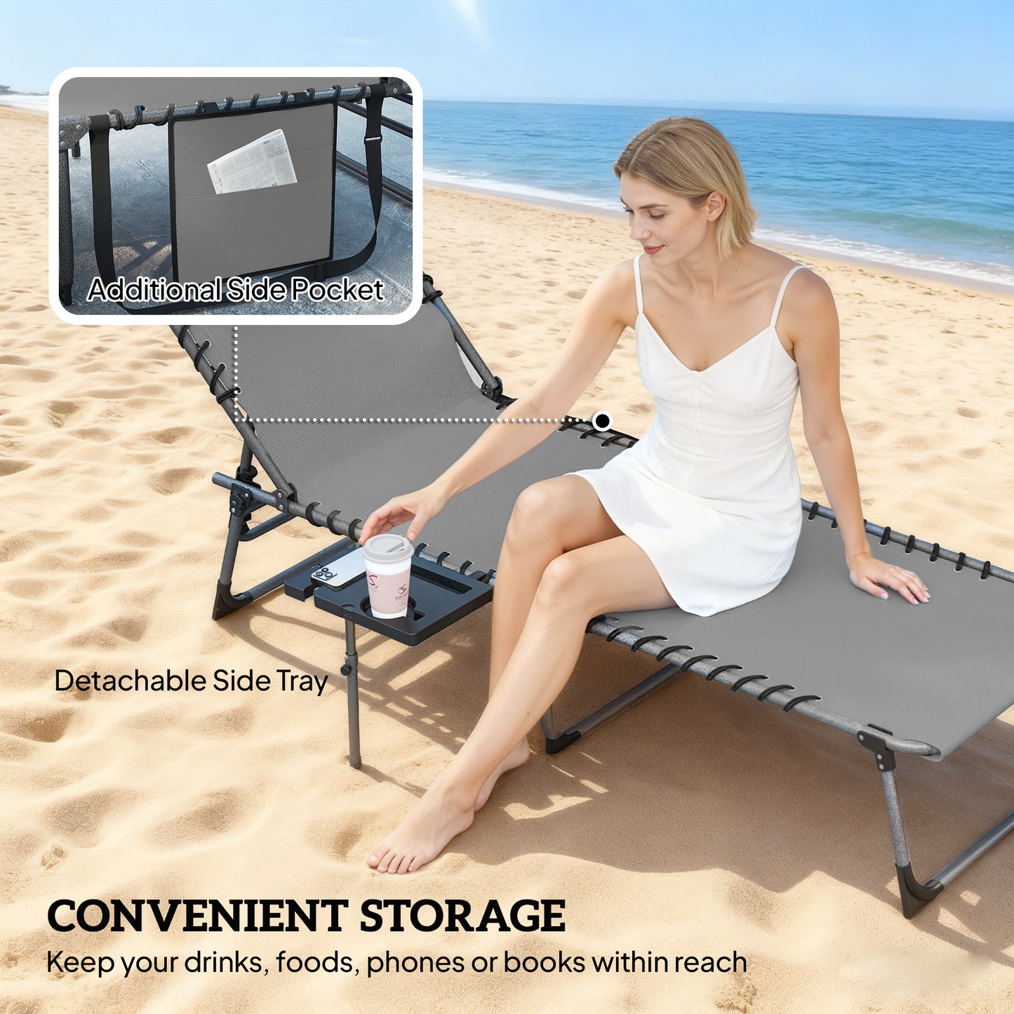 Five-Position Reclining Sun Loungers Set of 2