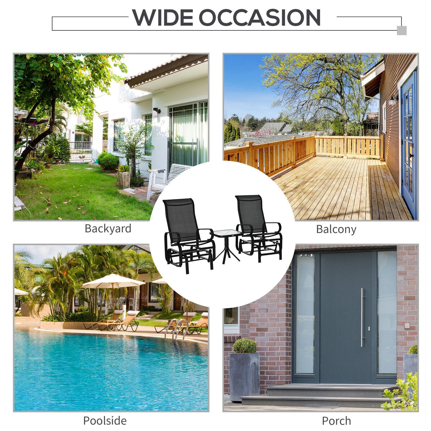 3 Pieces Garden Gliding Chair Set