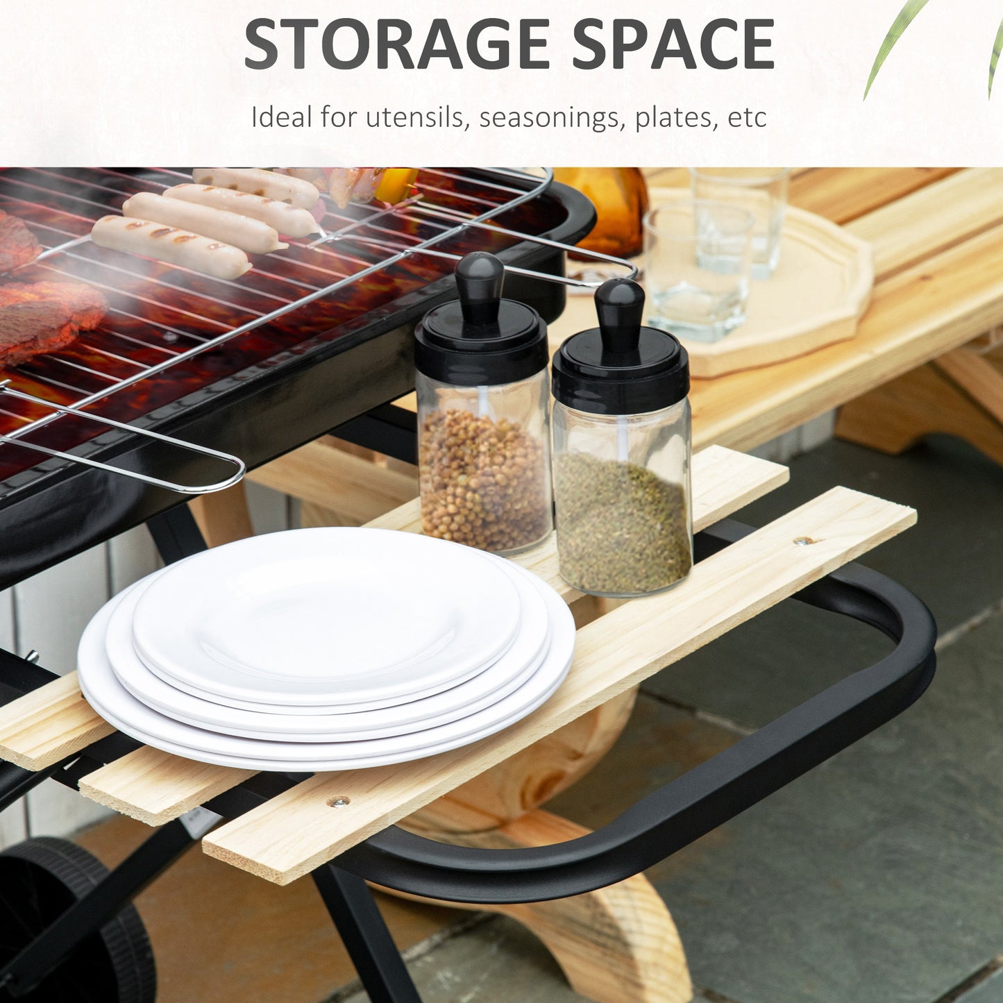 Charcoal Trolley BBQ Barbecue Grill Patio Camping Picnic Garden